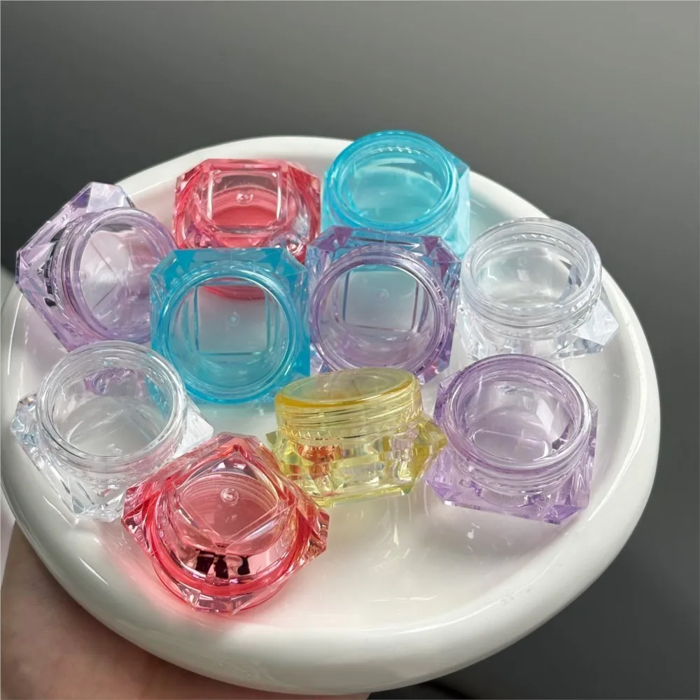 5ml -10Pcs mix Colorful Diamond Empty Acrylic Container Nail Bottles Nail Glitter/ Eye Shadow/Makeup Bottles 5g Sample Container
