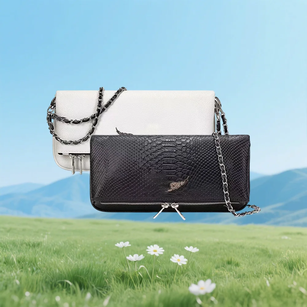

Chic Chain Crossbody Bags, Smooth Leather & Snakeskin Pattern, Stylish Metal Accents, Perfect for Evening & Daily Fashion Looks