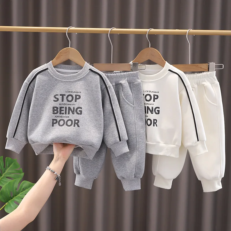 New Spring Autumn Baby Clothes Children Boys Letter Long Sleeved T-Shirt Pants 2Pcs/Sets Infant Girls Clothing Kids Tracksuits