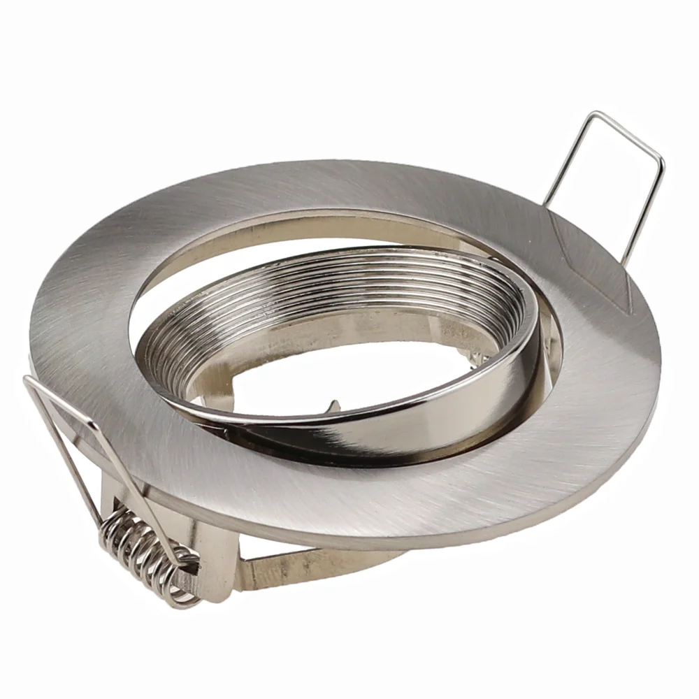 

JOYINLED Satin Nickel LED Frame Housing Light Fixture Frames 75mm Cutout D85mm H25mm Zinc Alloy Spotlight Downlight GU10 MR16