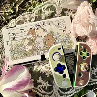 GeekShare Funda protectora Compatible con Nintendo Switch/Switch OLED, 4 tapas de agarre de pulgar de silicona para temporada de jardín, Team Timothy