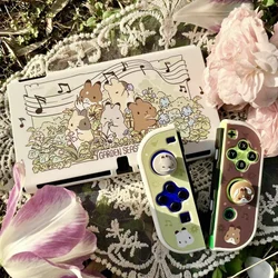 GeekShare Protective Case Compatible with Nintendo Switch/ Switch OLED,4PCS Garden Season Silicone Thumb Grip Caps,Team Timothy