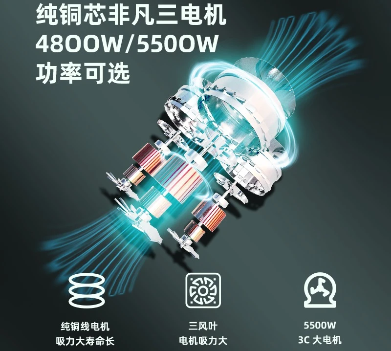 5500W vacuum cleaner industrial suction, workshop dust strong high power wet and dry dual-purpose