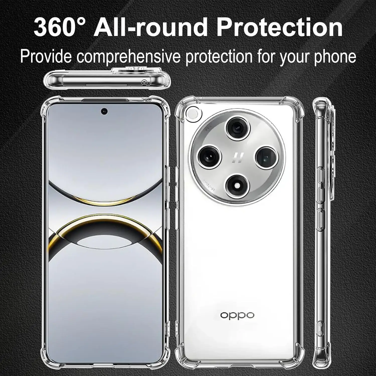 Four Corners TPU Transparent Case for OPPO Find X8 Pro 5G Protective Cover Shockproof Bumper Coque Fundas