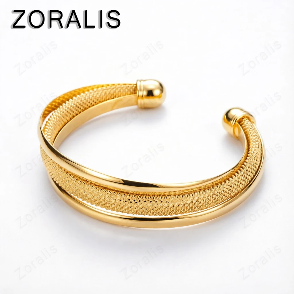 18K Gold Network Bangle Bracelet For Man Women Jewelry Fashion Wedding Engagement Party Gift