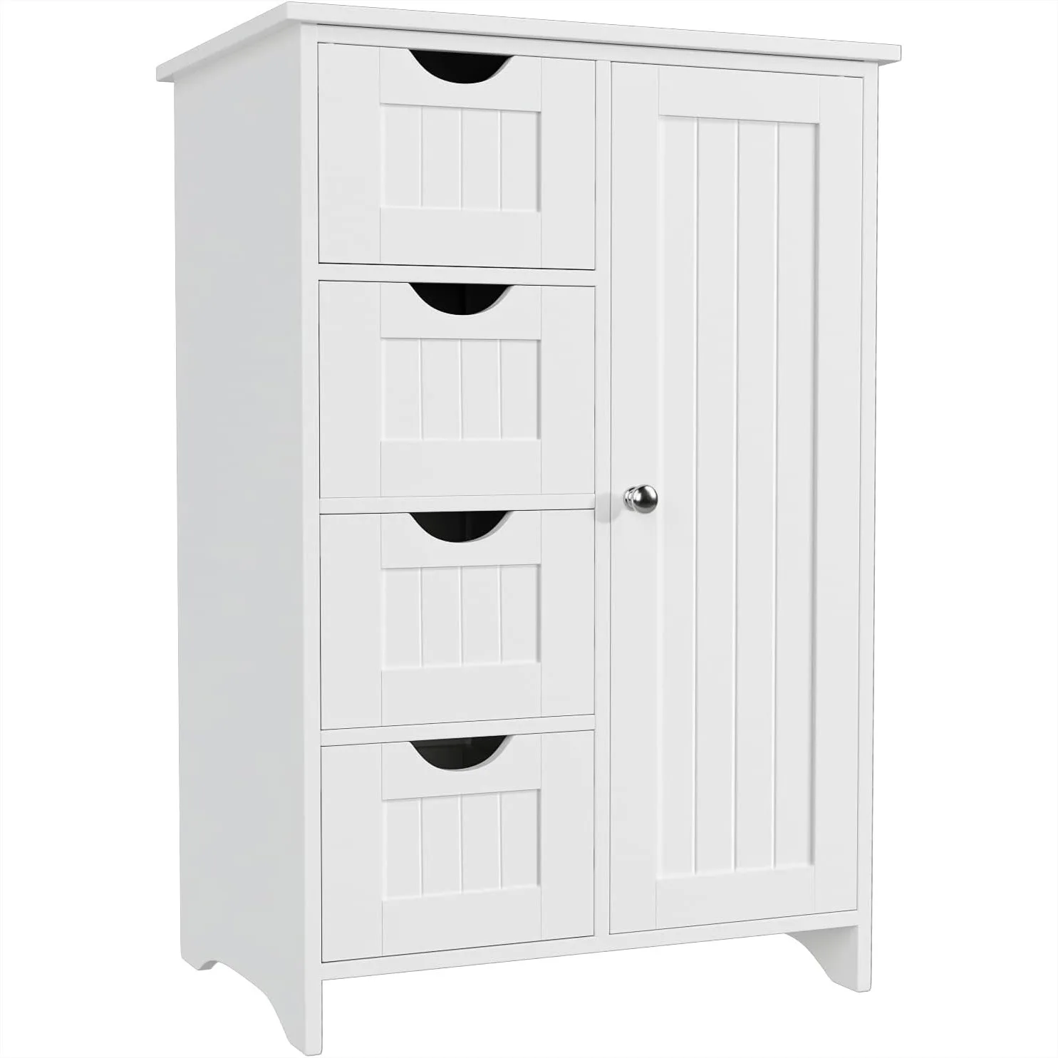 

Bathroom Storage Cabinet, Freestanding Organizer with Adjustable Shelves, White Wooden Cabinet for Living Room, Kitchen, Bedroom