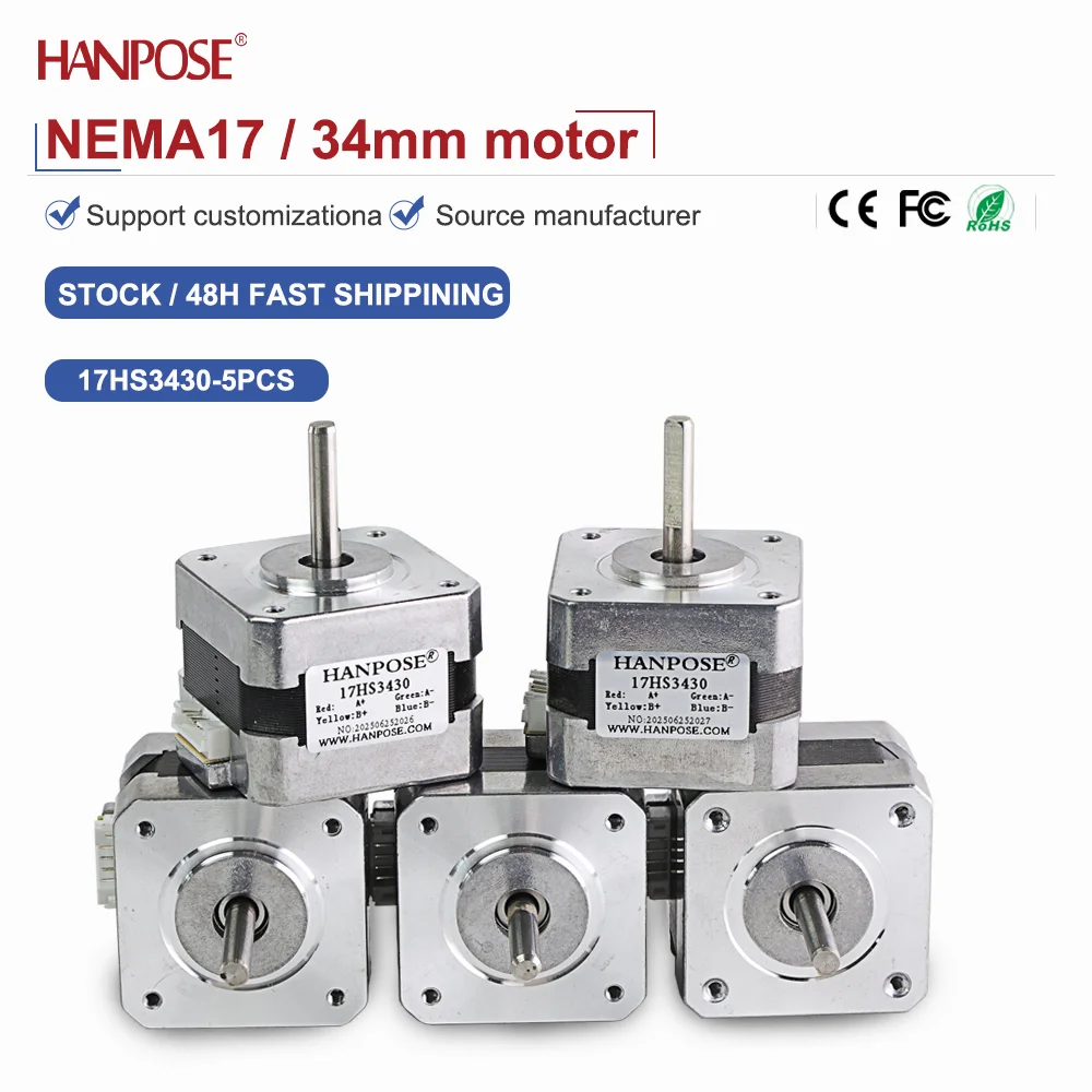 

NEMA17 5 шт. 17HS3430 шаговый двигатель 0,28 Нм 0,4 А двухфазный четырехпроводной аксессуар для 3D-печати производитель двигателей прямые продажи