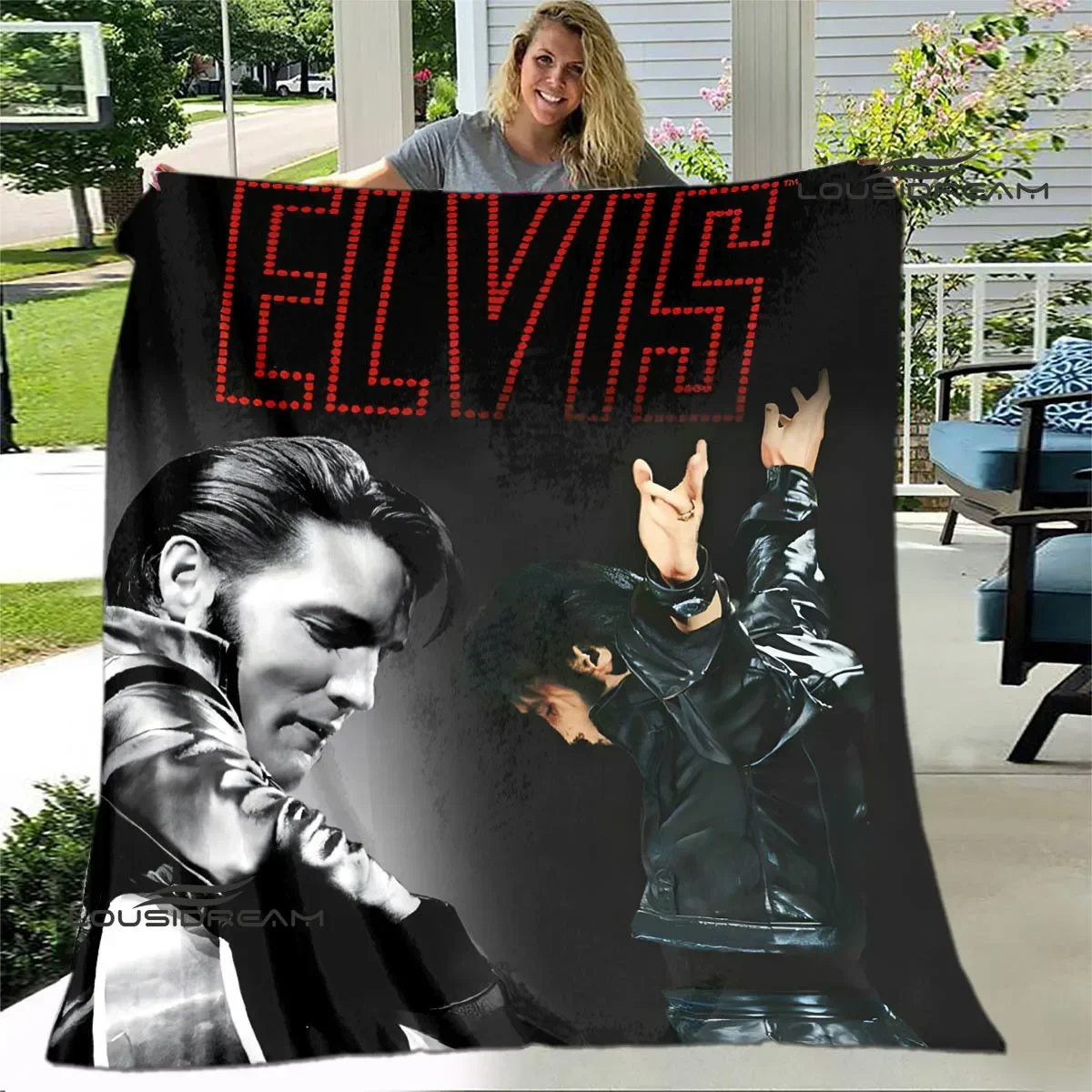 E-Elvis Presley Retro print blanket blankets for beds Picnic blankets Flange blanket Soft and comfortable blanket birthday gift