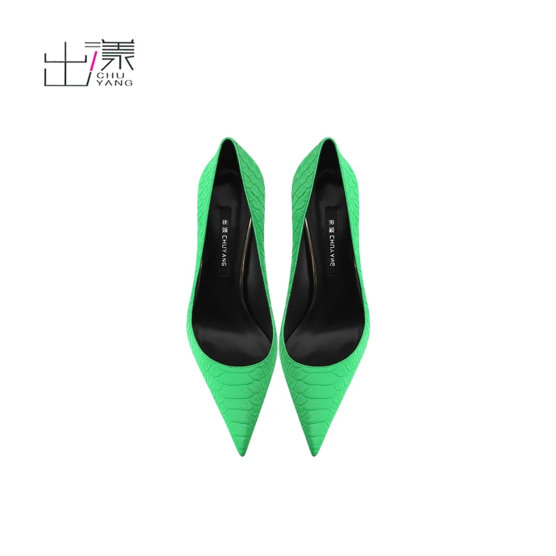 

2025 Spring New Snake Pattern High Heels with Pointed Shallow Mouth and Thin Heels, Sexy and Comfortable Women's Shoes