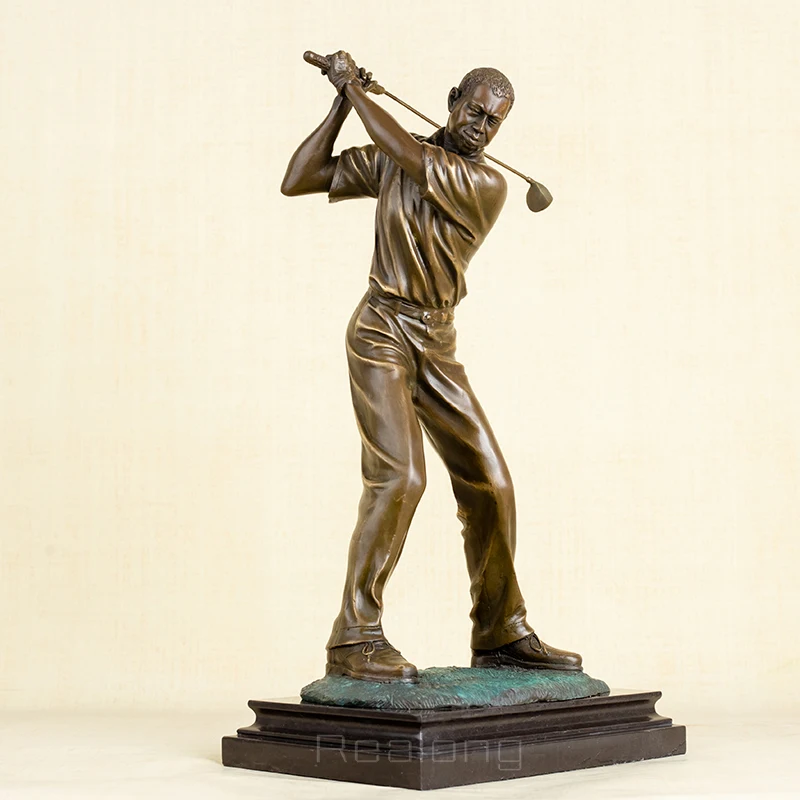 54cm Bronze Golf Man Statue Playing Golf Sculpture Bronze Golfer Art Figurine Bronze Casting Crafts Ornament For Home Decor Gift