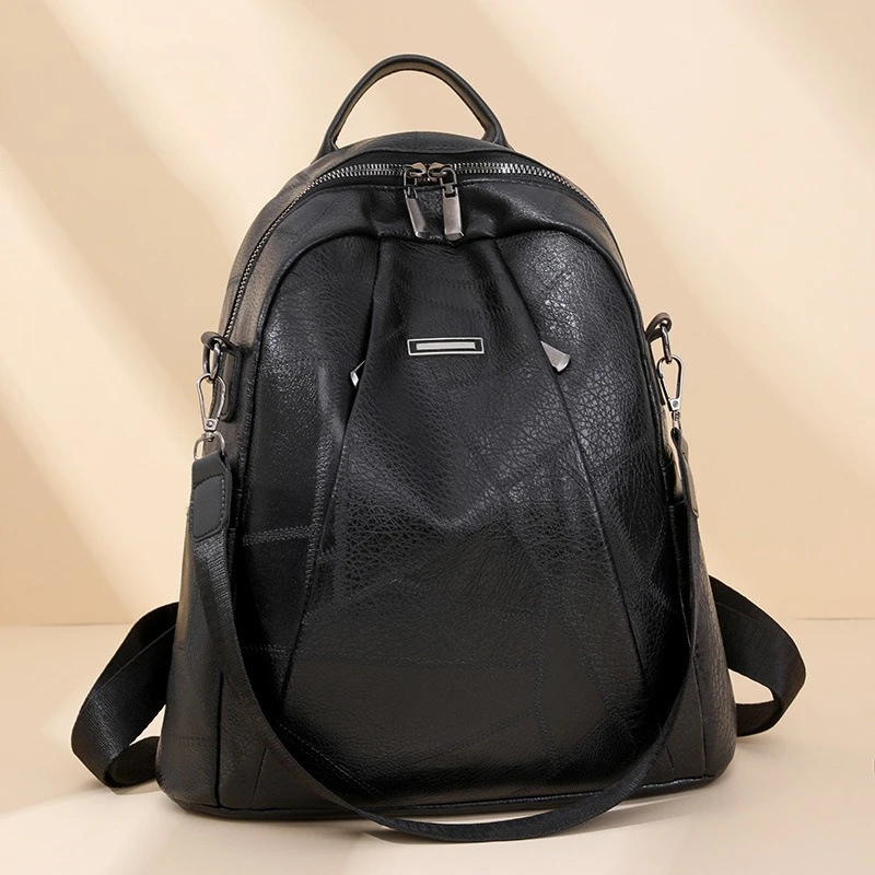 

Europe and the United States new fashion soft leather leisure backpack lightweight waterproof large storage crossbody bag.