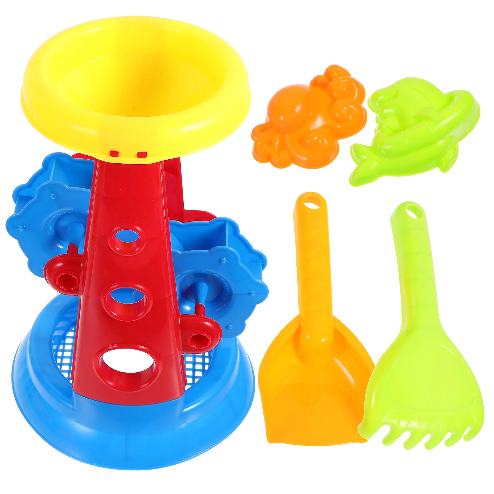 5PCS Plastic Beach Toys Set Sand Bucket Toy Sand Clock for Beach Kids Playing Outdoor Plastic Toy