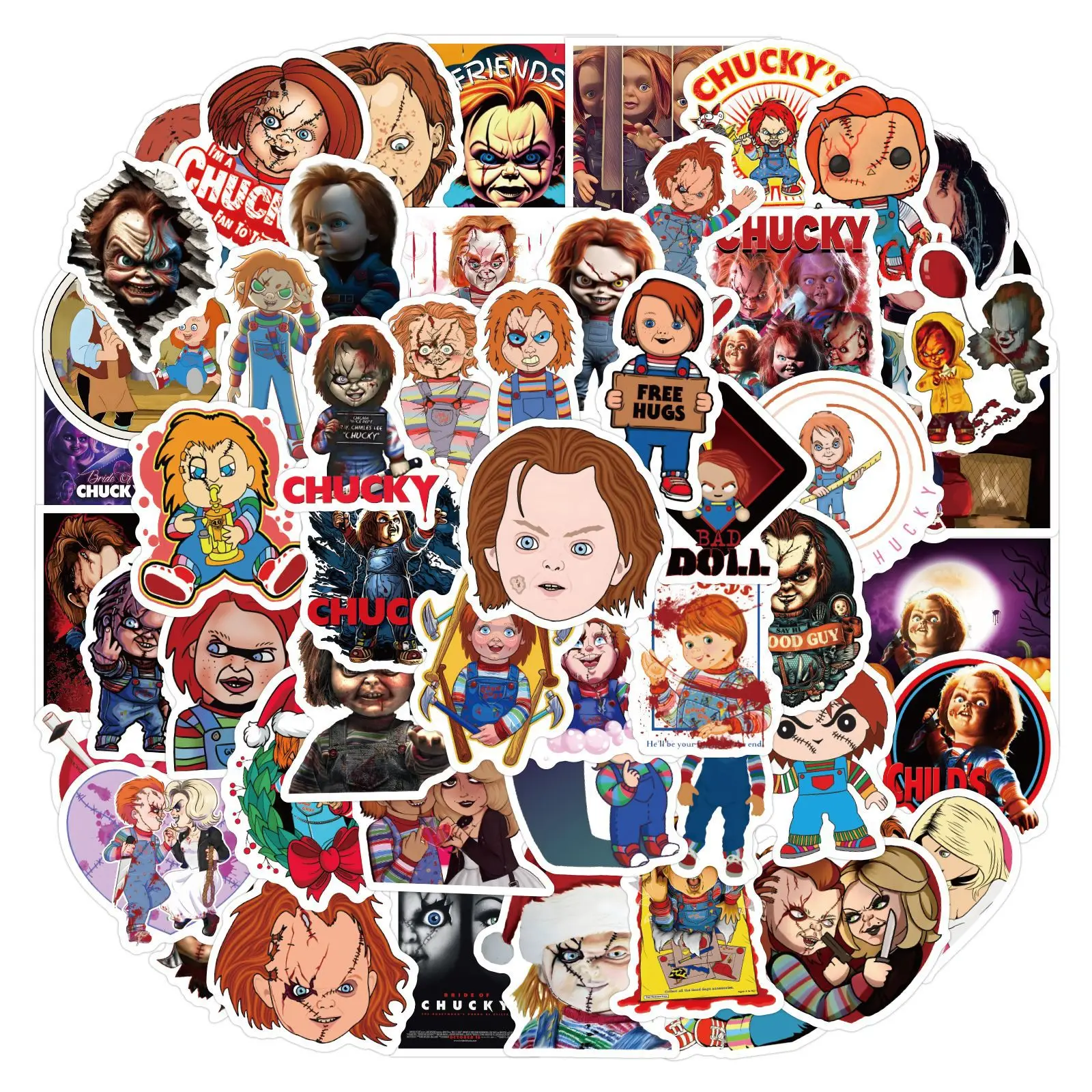 

10/60PCS Chucky Stickers Frightened Movie Sticker Scrapbook DIY Luggage Laptop Guitar Car Bike Skateboard Graffiti Decals Toy