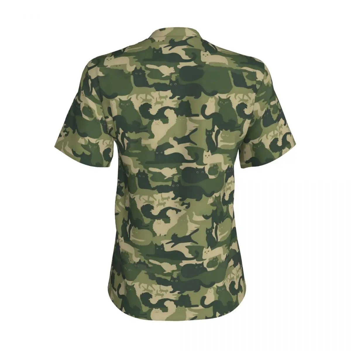 Army Green Camo T Shirts Camouflage Cats Casual V Neck T Shirt Short Sleeves Hip Hop Oversized Tees Beach Printed Clothing Gift