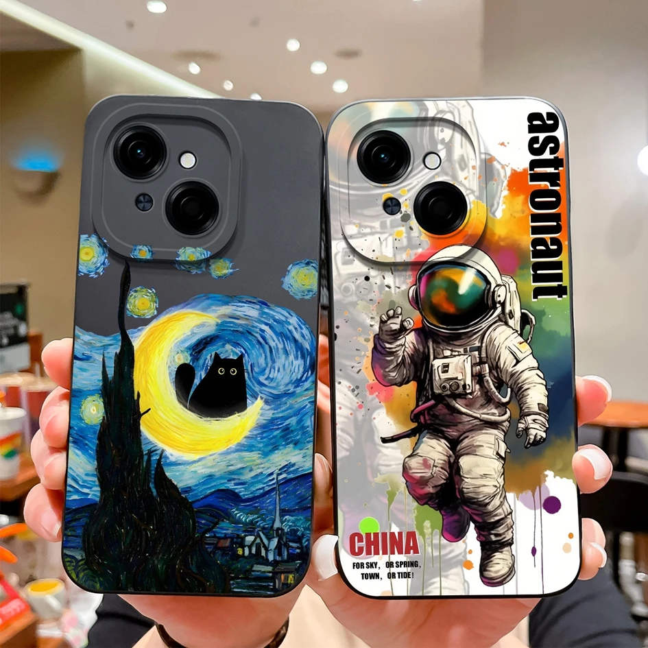 Case For Tecno Spark Go 1 4G inches Colorful Beautiful Pattern Liquid Silicone Lens Protection Covers For Tecno Spark Go1 Coques