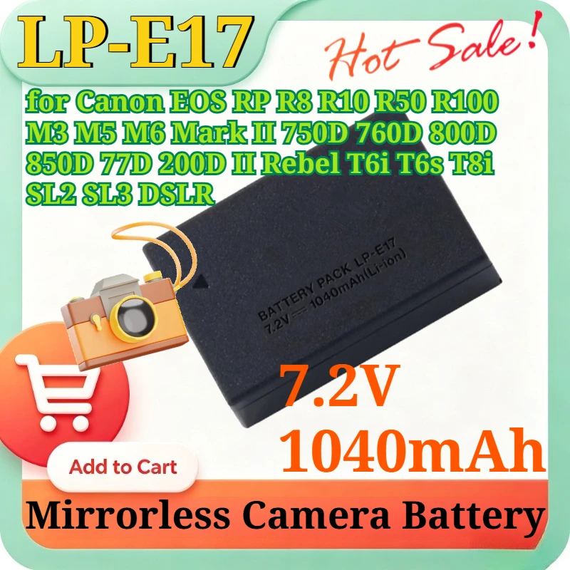 Canon Camera Eos R8 - LP-E17 7,2V 1040mAh Wiederaufladbarer Li-Ionen-Akku für