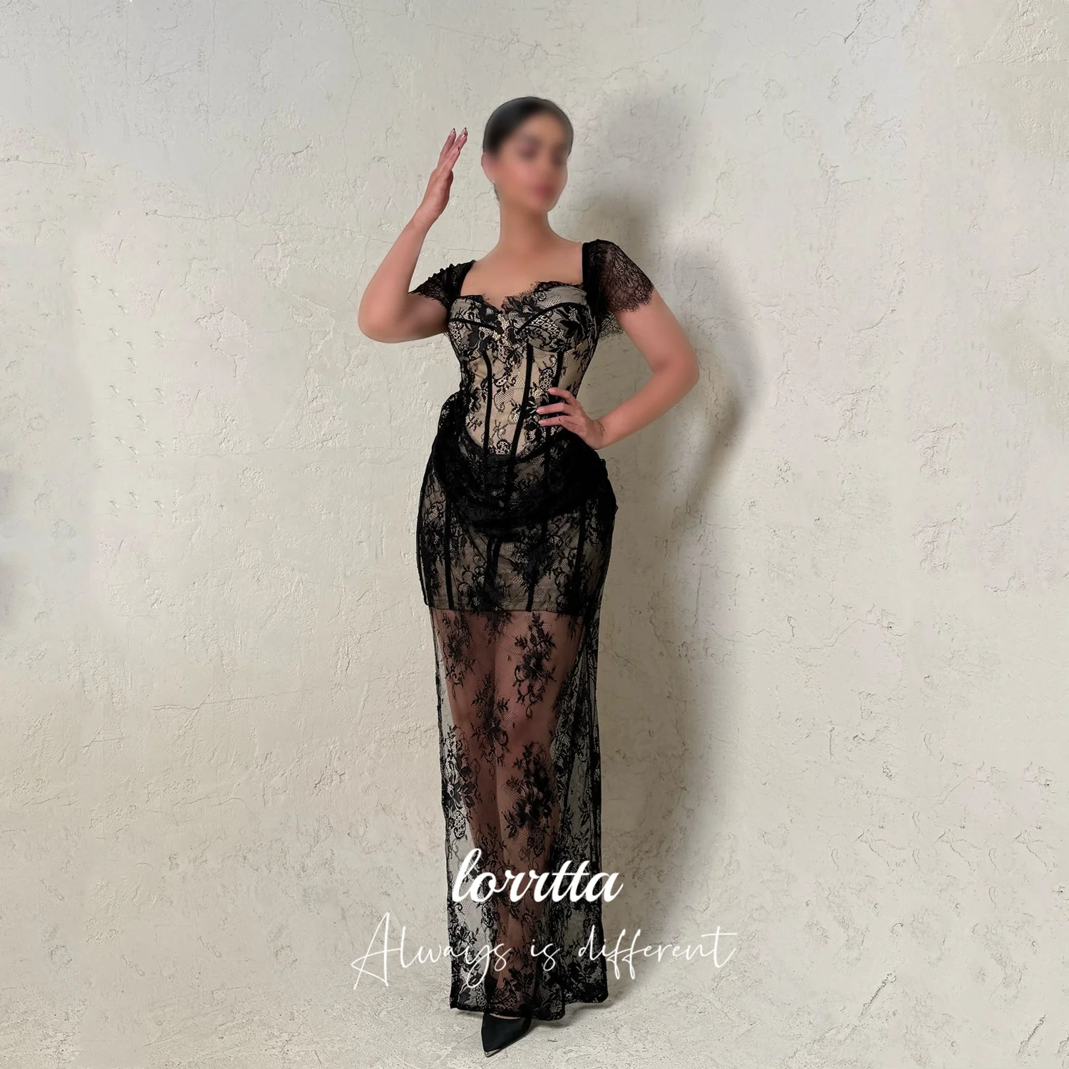 

Lorrtta Elegant Party Dresses for Special Occasions Lace Women Evening Dress Black Customized Vestidos De Fiesta فساتين سهرات