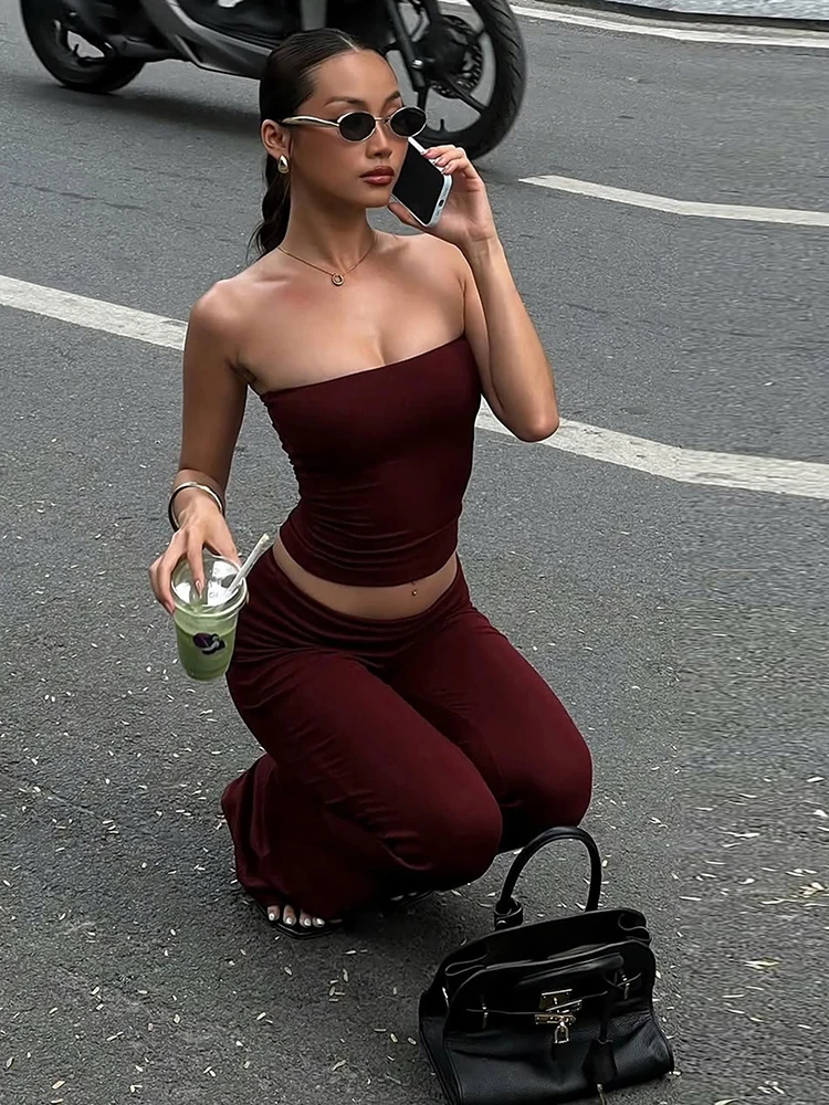 

Nibber Classic Fashion 2 Piece Set Women Tracksuit Chic Sleeveless Tank Top+Patchwork Bell-Bottoms Sporty Trend Street Suits