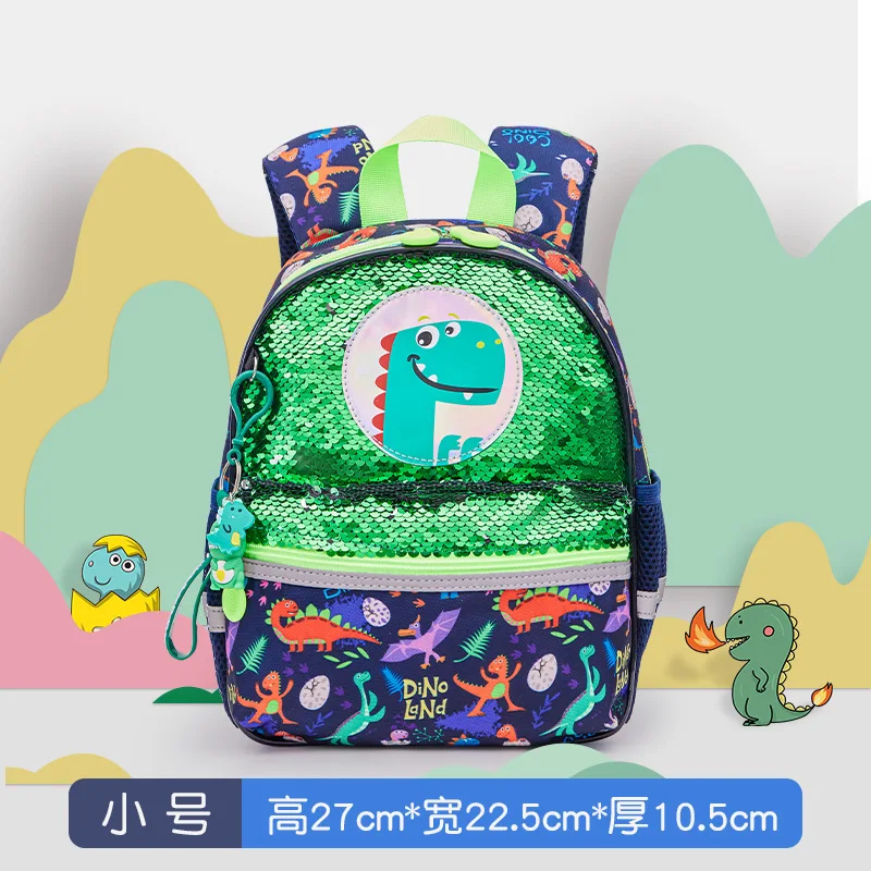 

Cartoon backpack for boys with dinosaur backpack sequins children