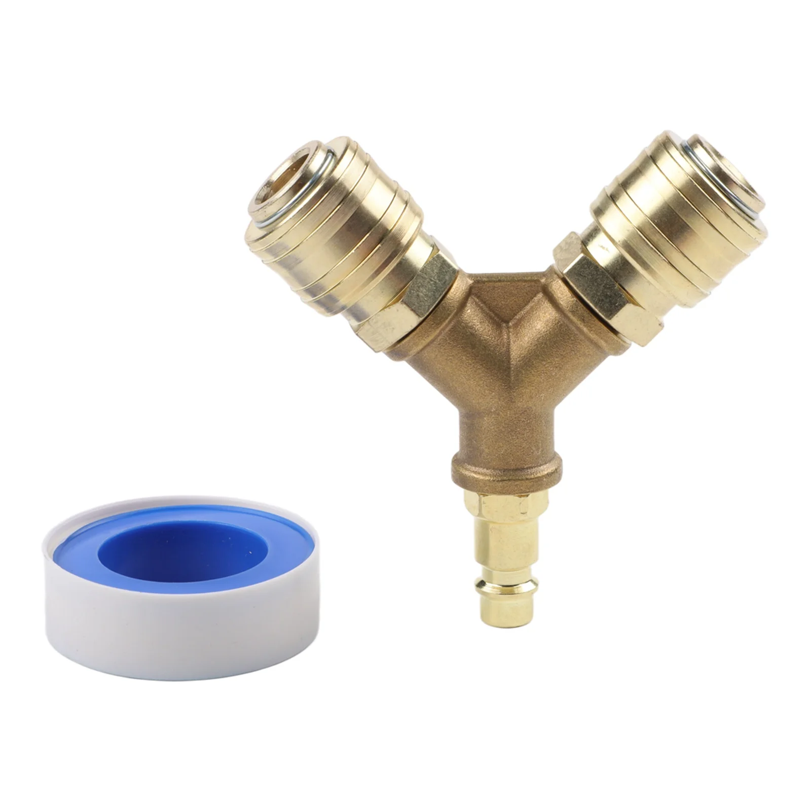 1/4 Inch 2 Way Air Switch Connector Compressed Air Distributor with Copper Plated Iron and Pneumatic Flexible Connectors