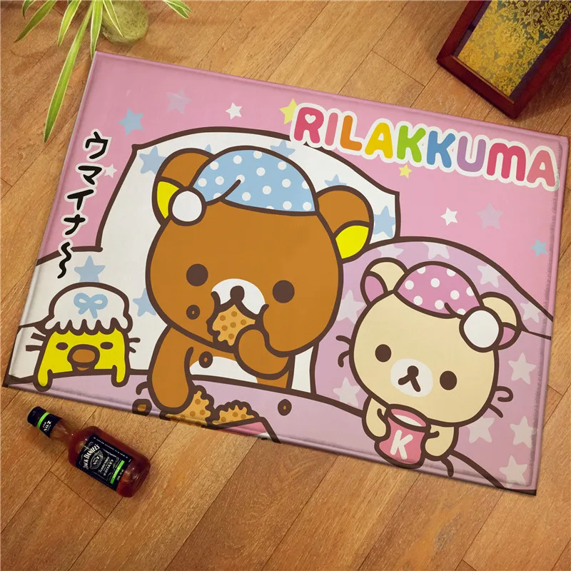 Kawaii Rilakkuma السجاد جديد لطيف الاسترخاء الدب الحمام حصيرة غرفة نوم الاطفال غرفة المعيشة عدم الانزلاق السجاد هدية تزيين المنزل المبيعات الساخنة
