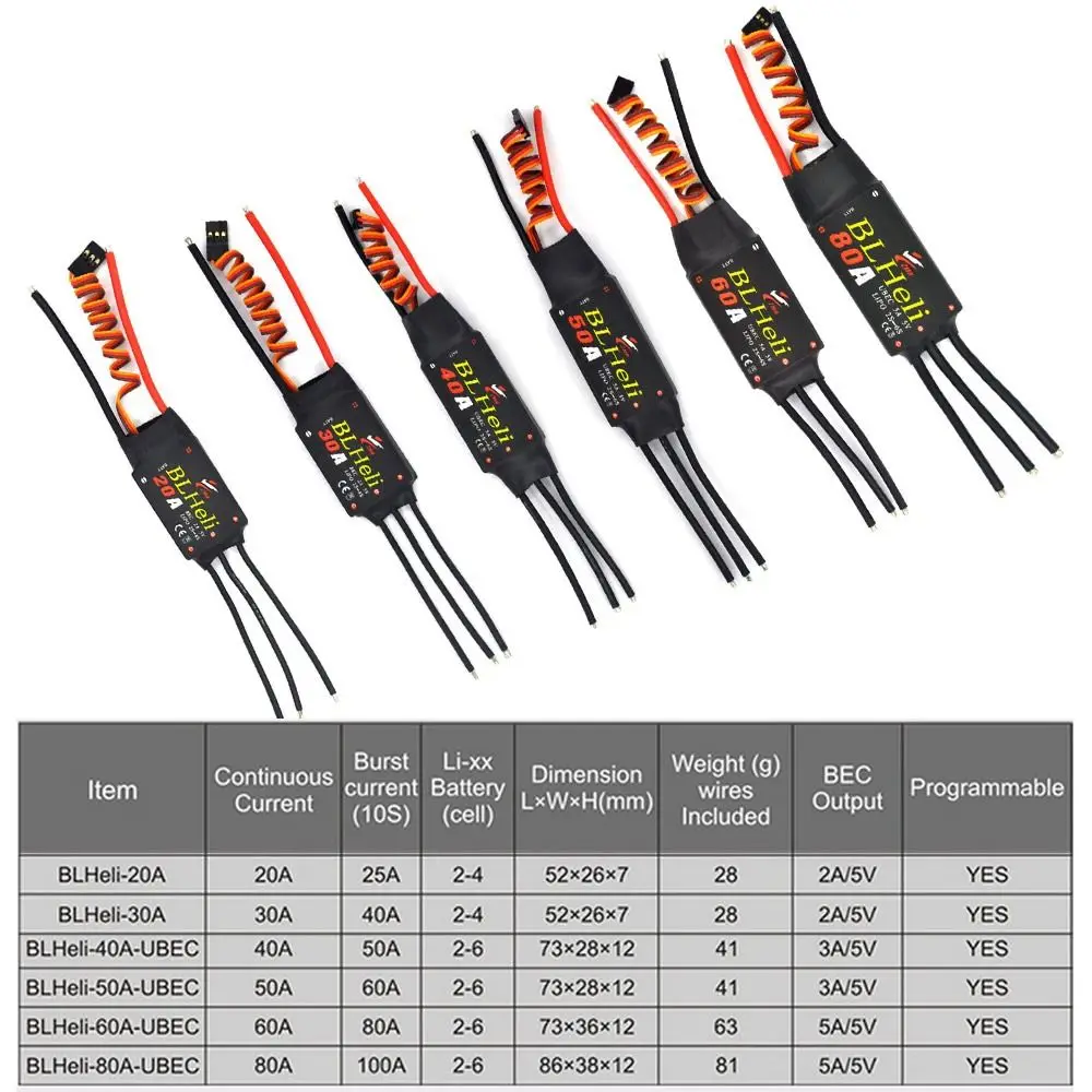 Blheli Borstelloze Esc Duurzame 2-6S Met Ubec Snelheidsregelaar 20a 30a 40a 50a 60a 80a Rc Drone Esc Quadcopter Vliegtuig Model