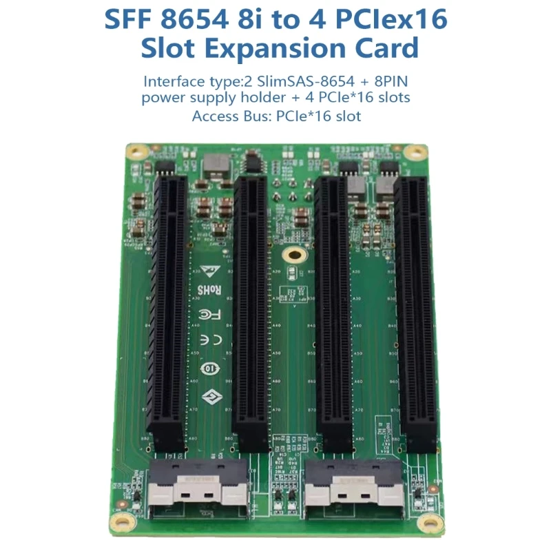 LRFCF944 Four Port SFF-8654 8i to PCIe x16 Slot Adapters 8Pin Power Connectors Dropship