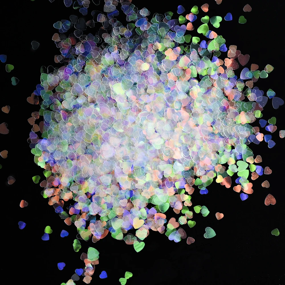10g Laser Olografico Glitter Per Unghie Lucido Scintillante Amore Cuore Unghie Artistiche Paillettes Ultra-sottile Spangle Paillette Manicure FAI DA TE Glitters