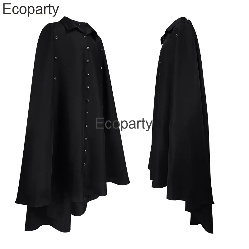 Mens Halloween Vampire Costume Adult Medieval Steampunk Gothic Cloak Black Lapel Three Row Buckle Punk Capes Long Robes Jackets