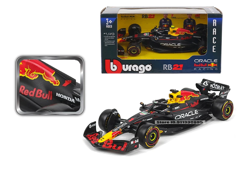 Bburago 1:43 Neue F1 2025 Red Bull Racing RB21 # 1 Verstappen # 22 Yuki Tsunoda Legierungsmodellauto Druckguss-Modellspielzeug – Detail 8