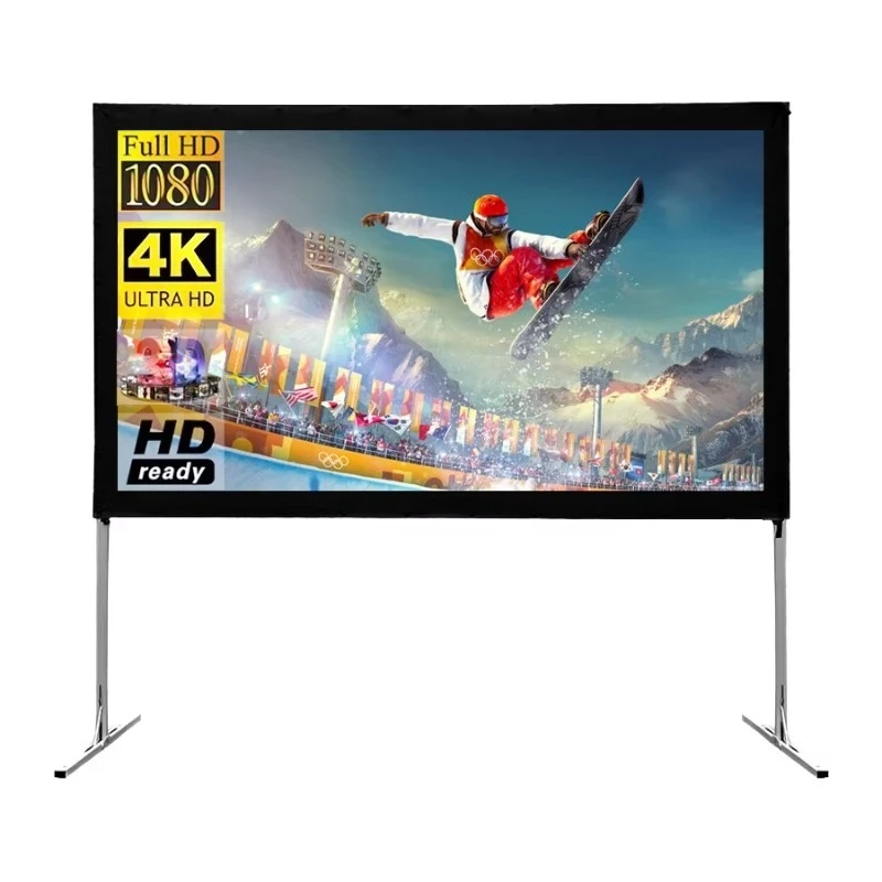 Projector Screen with Stand 120 Inch 16:9 4K 1080 HD PVC Foldable for Home Office Theater Cinema projection screen