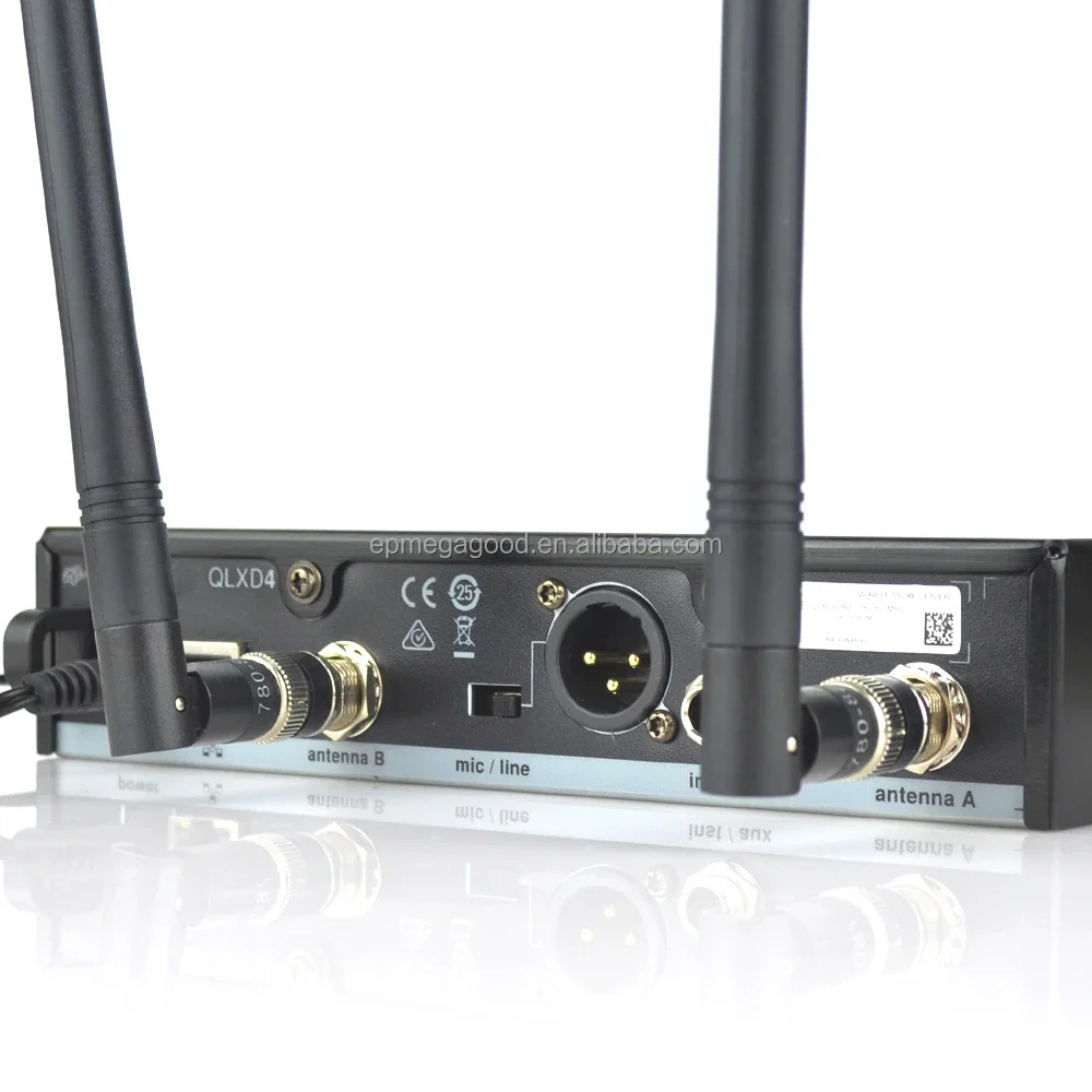 QLXD1 Lavalier وسماعة الرأس QLXD4 أنظمة الميكروفون اللاسلكي UHF تردد قابل للتعديل ميكروفون لاسلكي 626-668 ميجا هرتز