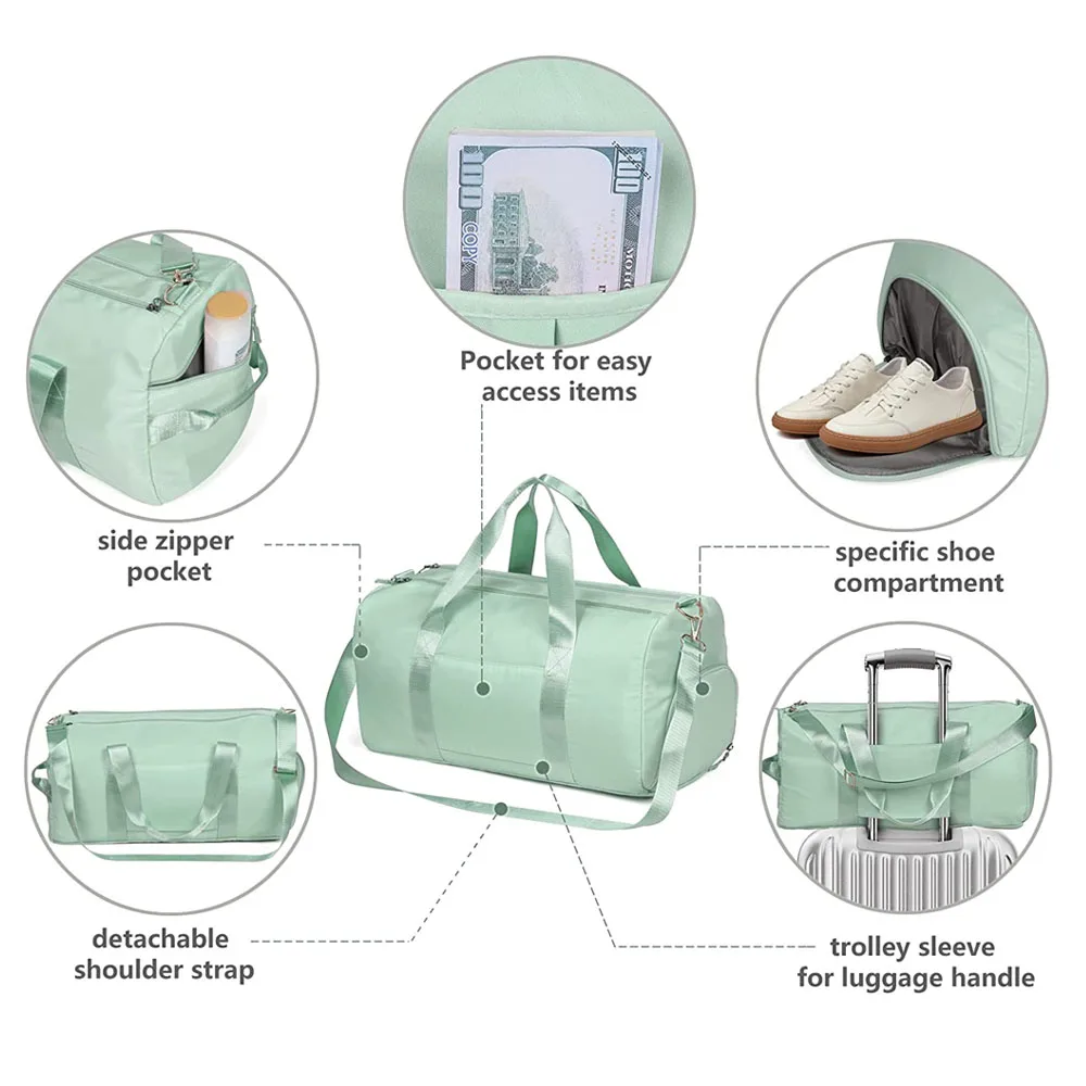 Small Gym Bag for Women and Men, Workout Bag for Sports and Weekend Getaway, Waterproof Dufflebag with Shoe and Wet Clothes Room