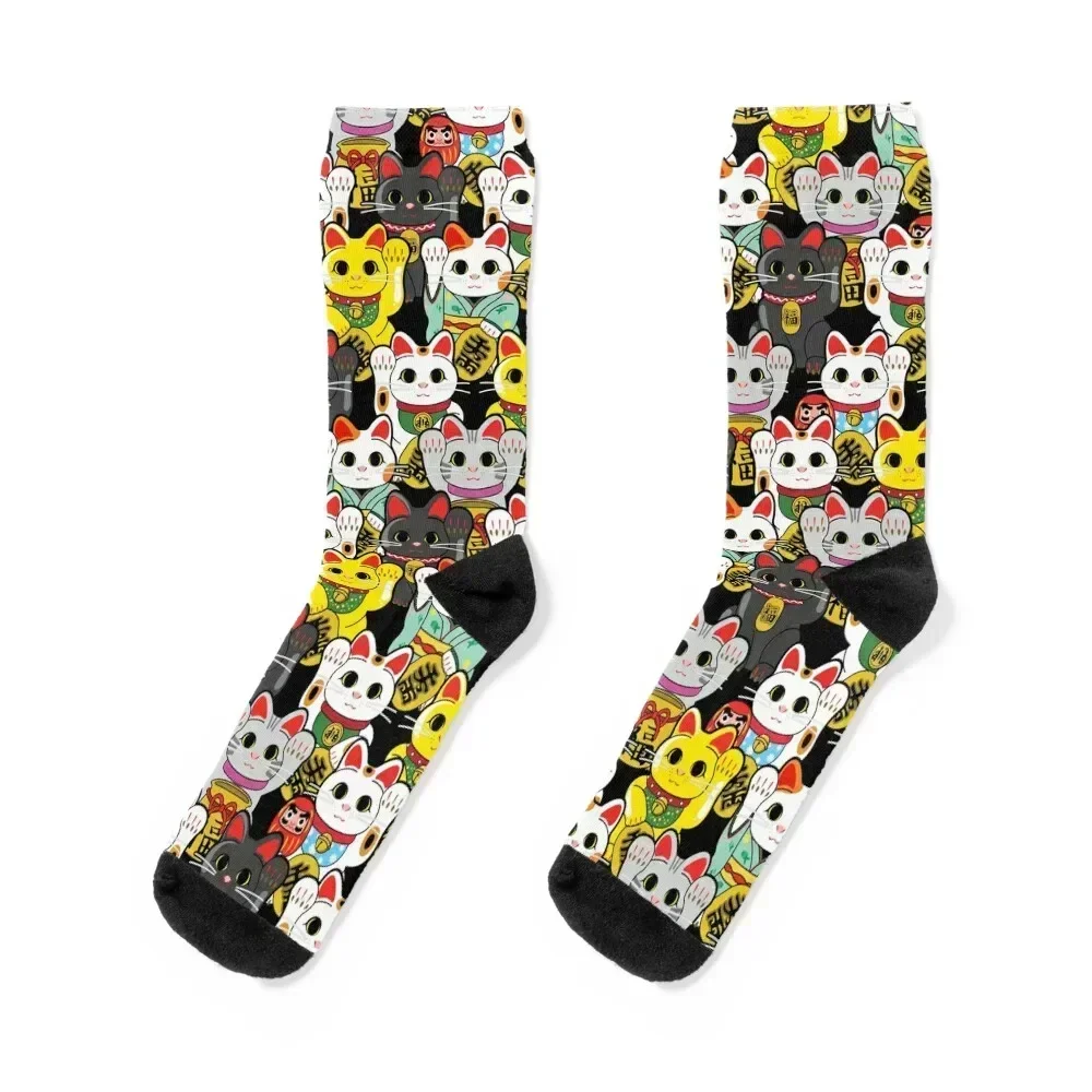 

Lucky Cat / Maneki Neko Socks professional running Crossfit hockey anti slip football Socks Female Men's