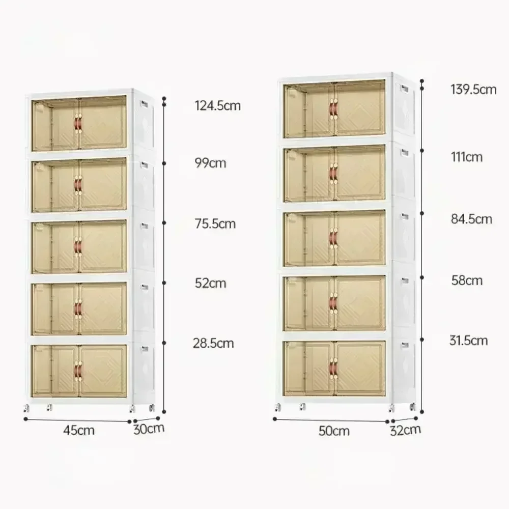 t Foldable Multi-Layer Storage Box Living Room Cabinets Furniture Shelf Floor-standing Multifunctional Plastic Kitchen Cabinet