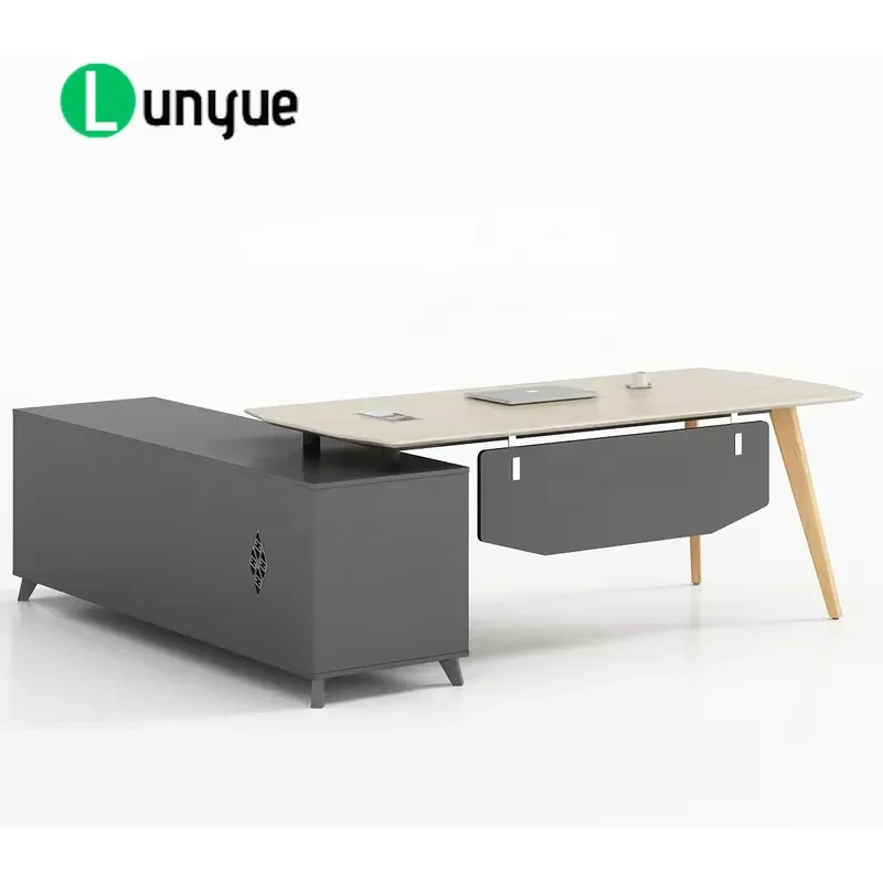 Modern Executive Desk MDF Plank Design Stylish Commercial Computer Desk For Office Home Workstation Durable Large Surface
