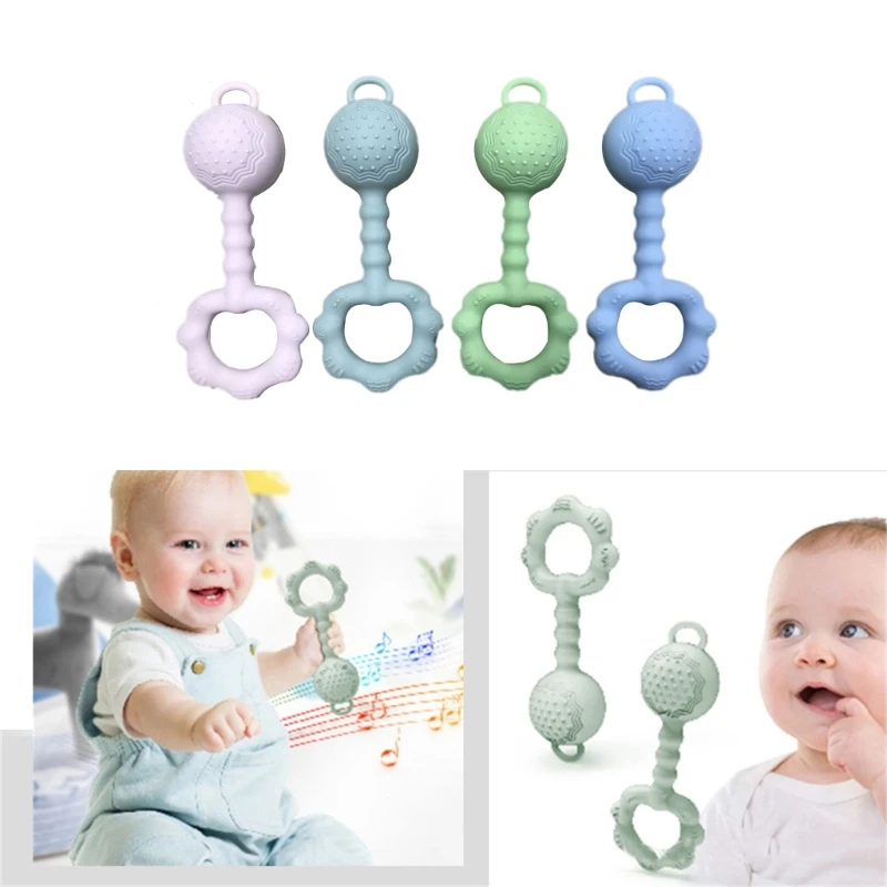 

Soothing Toy Rattles Silicone Rattle Toy Baby Teether Newborn Infant Toddlers Educational Toy Nursing Teether Pacifier