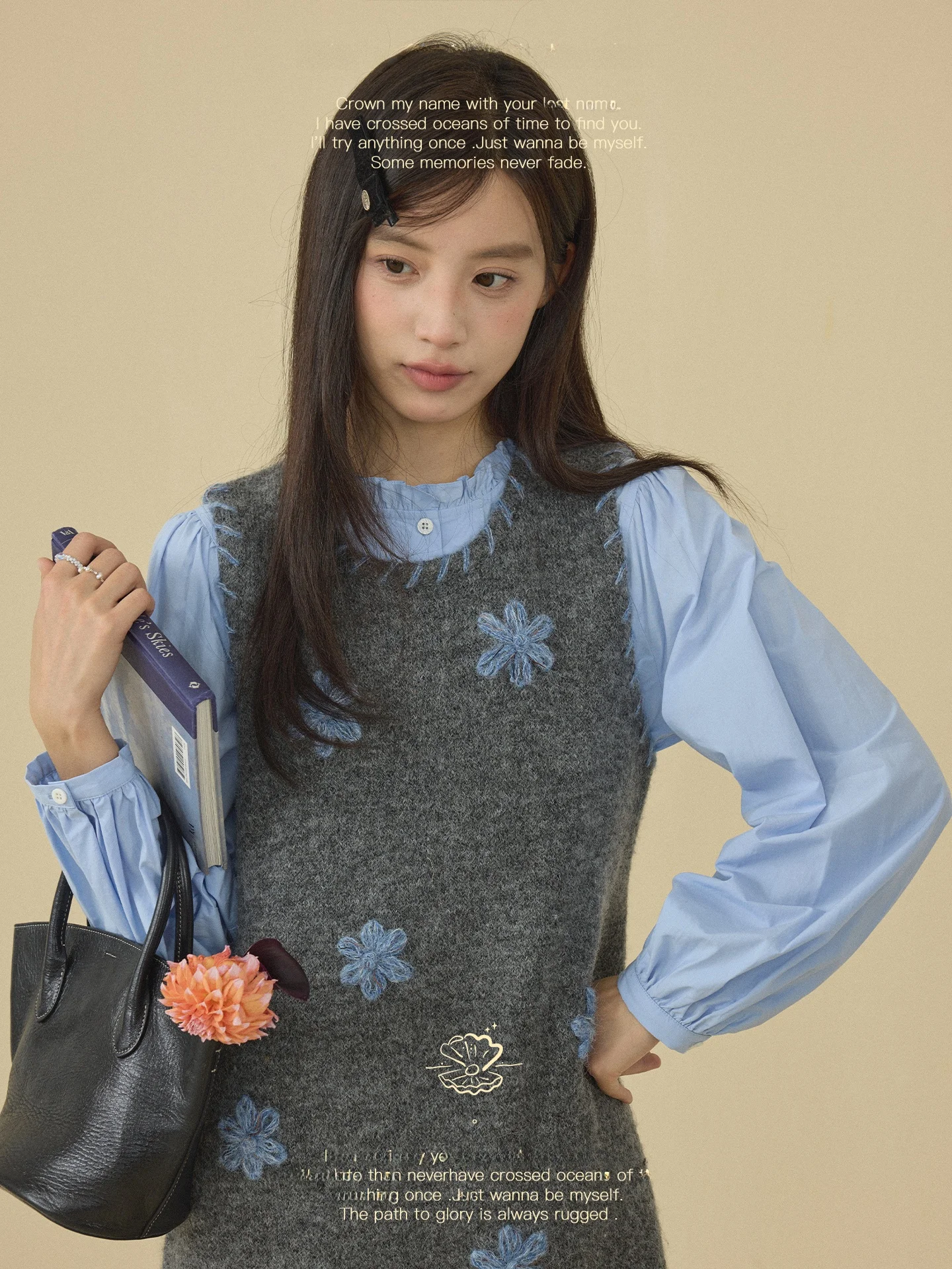 

Nov Et Autumn Winter Knitted Vest Dr Women's Faion Retro Sle Inner Wear Heavy Embroidery Hooked Flower Design