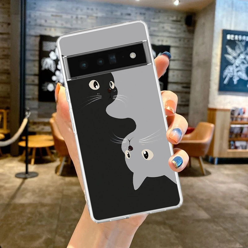 حافظة لهاتف جوجل بيكسل 9 8 7 برو 8A 7A 6A 6 Pro XL 5 4 5A 4A 3A 5G غطاء شفاف ناعم من البولي يوريثان اللطيف