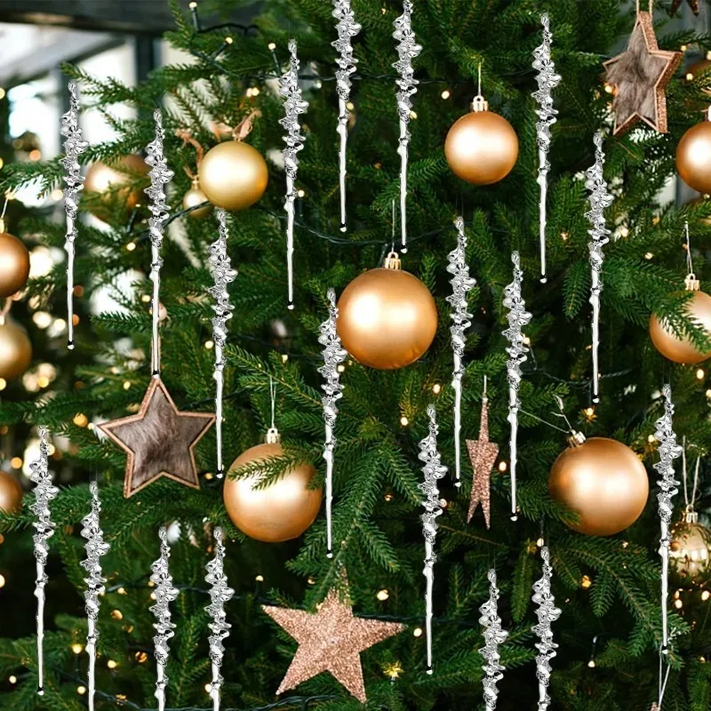 5/50x Clear Acrylic Icicle Ornaments for Christmas Tree Decorations Crystal Hanging Icicles Drop Xmas Wedding Decoration Supply