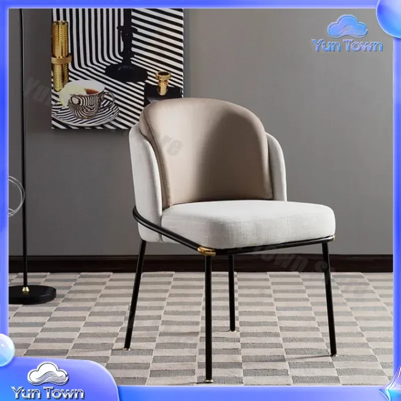 Leather Dining Chair with Artistic Backrest for Household Italian Minimalist Designer Nordic Style Creative Internet