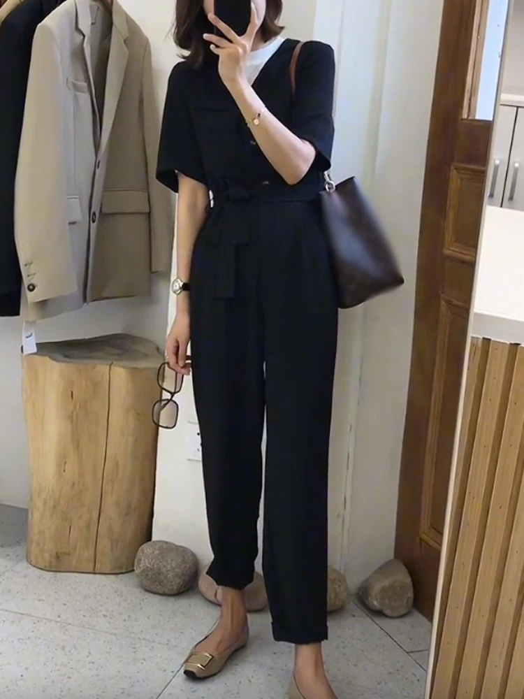 กางเกงเอวสูงทรงหลวมสำหรับผู้หญิง สไตล์ลำลอง/ทำงาน พร้อมเข็มขัด  ทรงขากว้าง เหมาะสำหรับทุกโอกาส