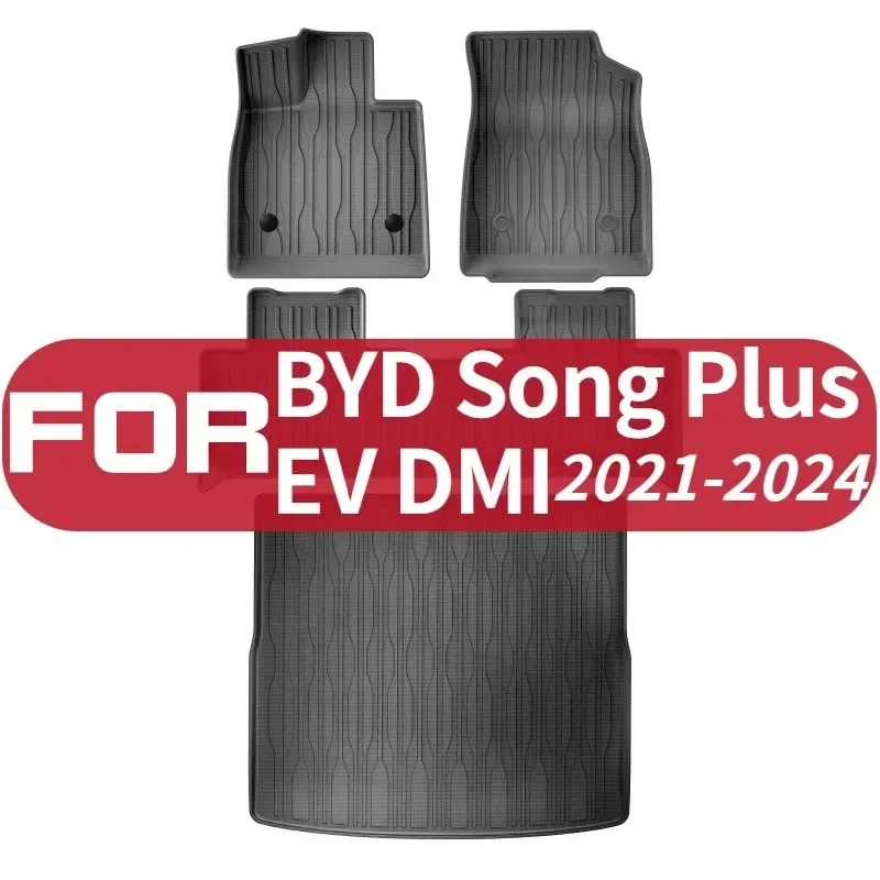 

Для BYD Song Plus EV/DMI Sealion 6 2021-2024 Для BYD Seal U Автомобильные коврики на багажник TPE 3D Коврик для ног Аксессуары Черный