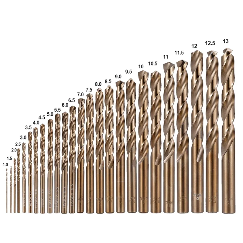ABLK 2 ชุด 1.0-13 มม.โคบอลต์เคลือบเจาะ Bits HSS M35 ไฟฟ้าเจาะบิตสําหรับไม้โลหะเหล็กเครื่องตัดไม้เจาะ