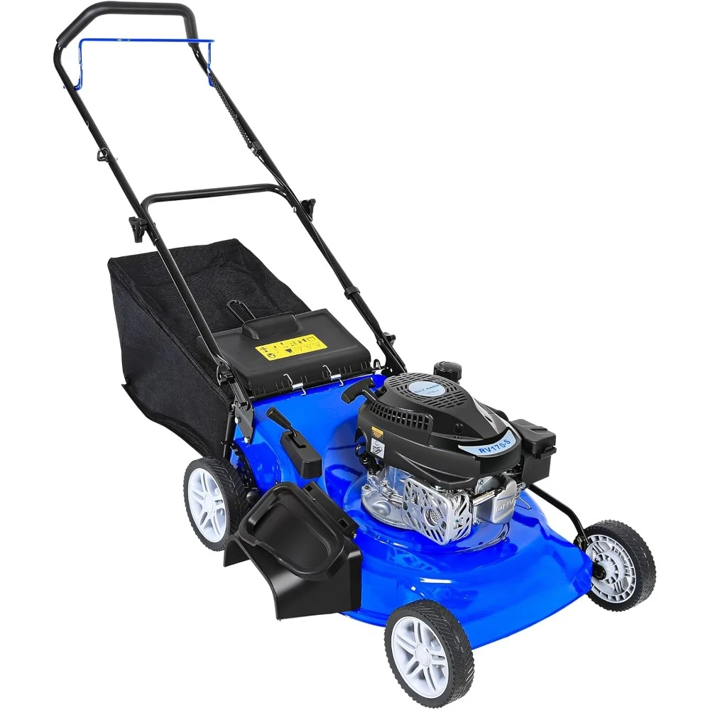 

21 Inch Lawn Mower Gas Powered, 4-Cycle 170cc Engine, 3-in-1 Push Lawnmower with Bagging, Mulching & Side Discharge