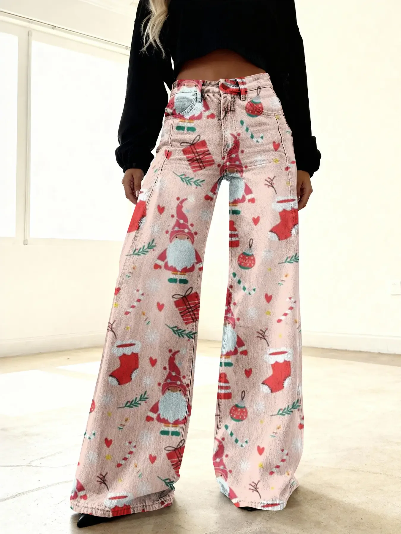 2026 Women's new casual jeans with a variety of colorful western prints,  (European and American style)