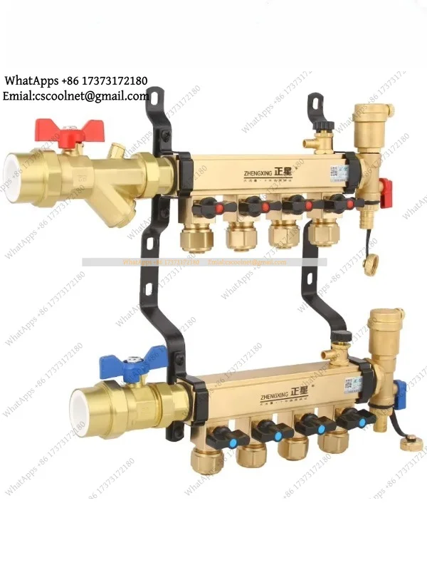 High Flow All Copper 4/5 Way Underfloor Heating Pipe Manifold Distributor
