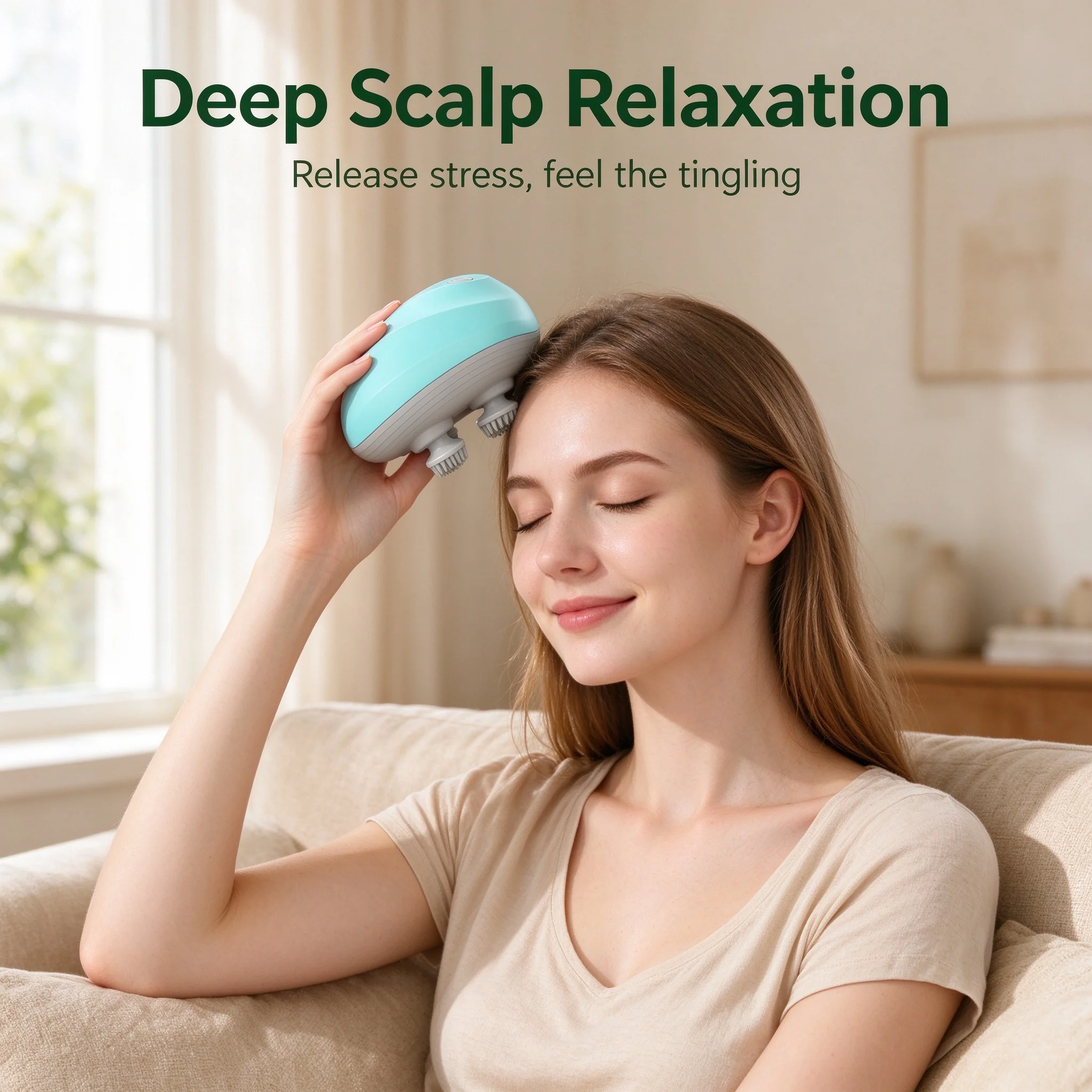 Electric Head Massager, Wireless Scalp Massager 96 Silicone Nodes Rechargeable Headache Relief Deep Relaxation Stress Relief