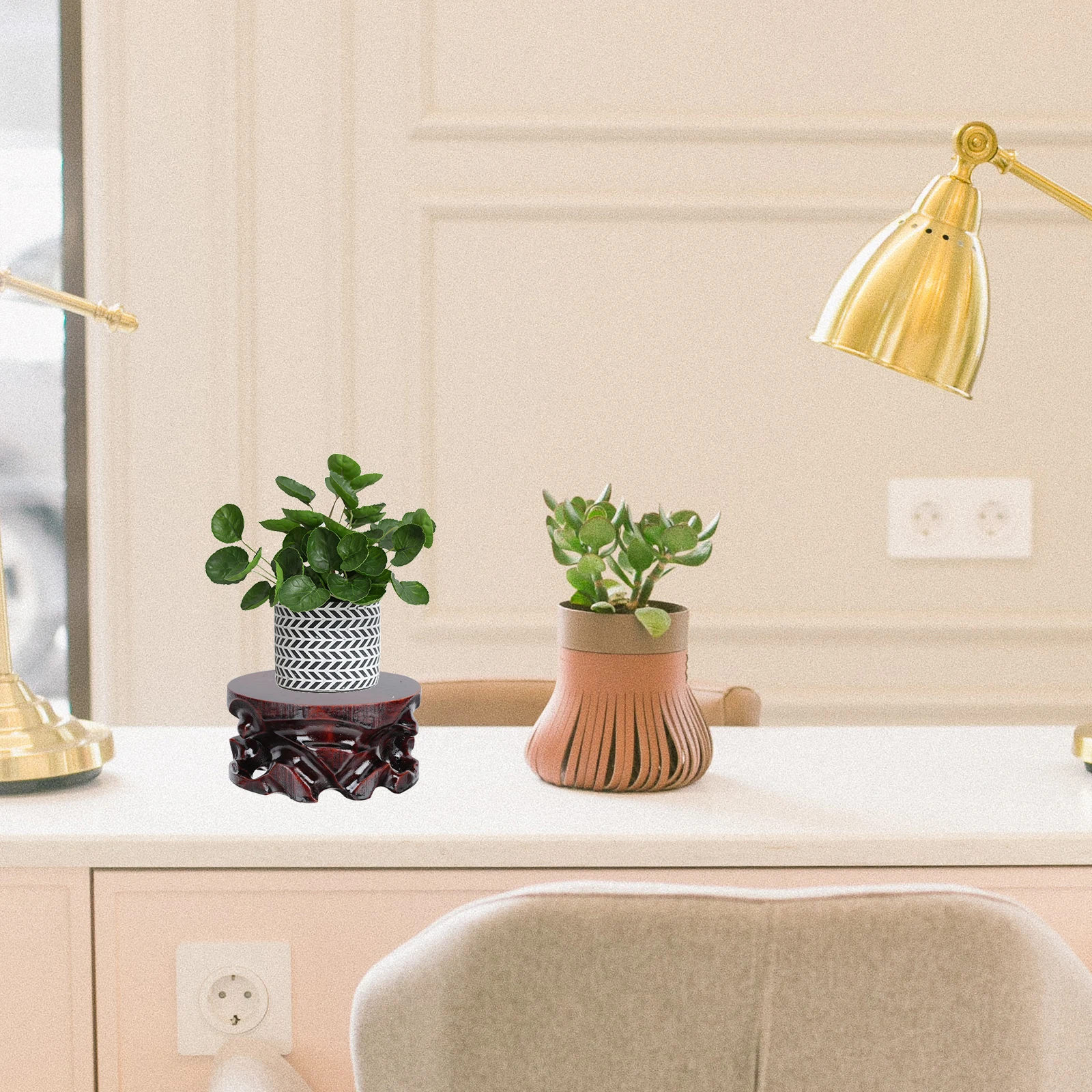 

1Pcs Wooden Display Base Decorative Flowerpot Holder Storage Stand for Jade Tea Set Display Tray Wood Craft Base