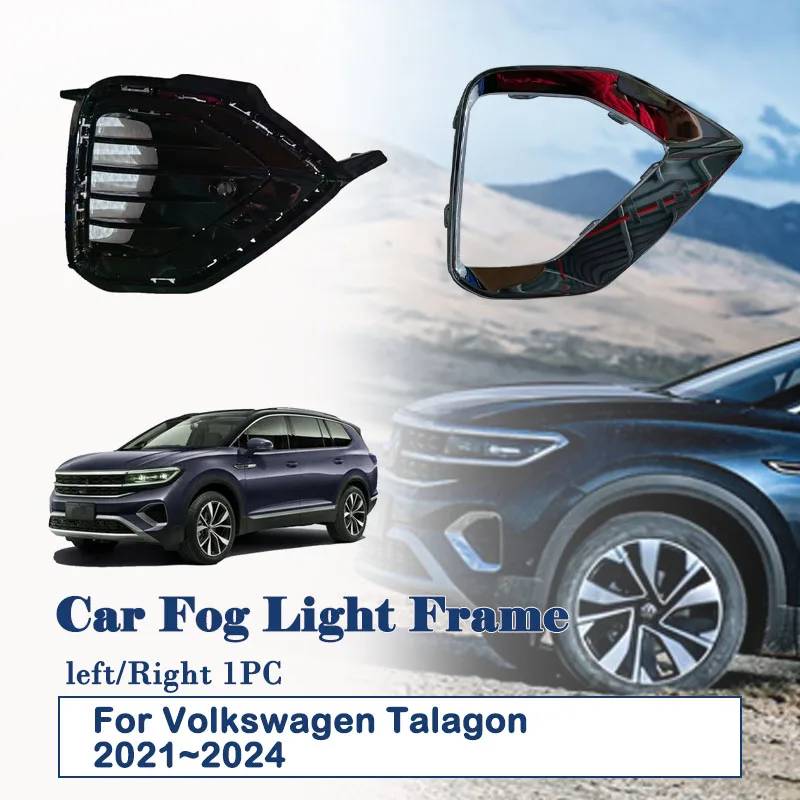 Car Fog Light Frame For VW Volkswagen Talagon 2021 2022 2023 2024 Front Silver Fog Light Outer Decorative Frame Auto Accessories